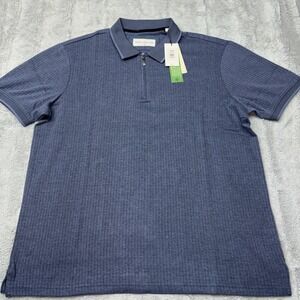 Report Collection brand men's navy blue quarter-zip‎ polo Short Sleeve Lg NWT